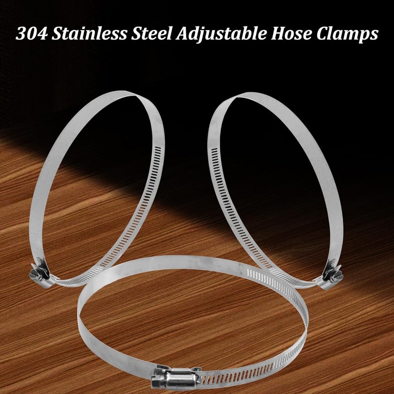 AUXBC 6PCS 5.5 Inch Adjustable 304 Stainless Steel Hose Clamps, Worm Gear Duct Clamp for Air Ducting, Automotive Plumbing and Mechanical Applications, Fits 5"-6" (130-152mm) Diameter Hoses - Image 3